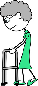 135x300 Old Lady With Walker Clipart