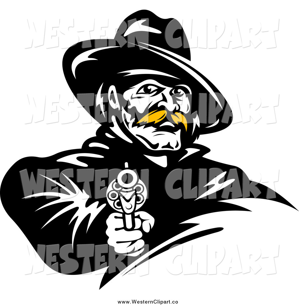 1024x1044 Vector Clip Art Of A Black And White Cowboy With A Blond Mustache