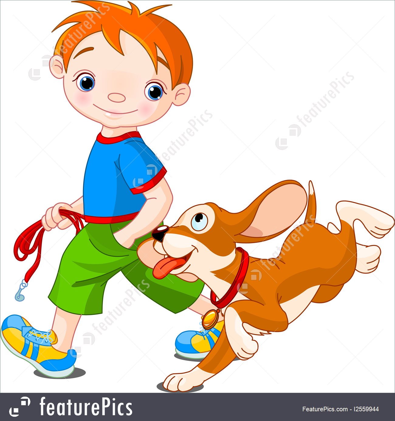 1300x1385 Children Boy Walking A Dog