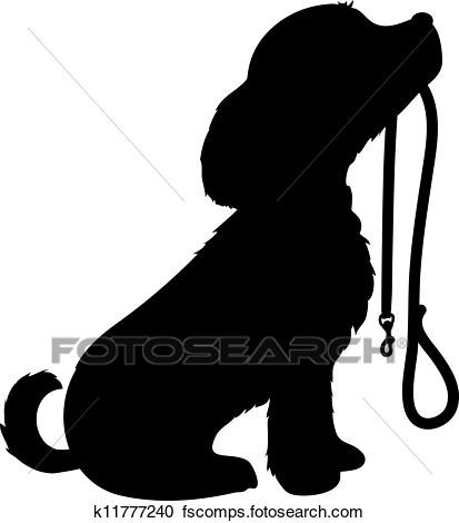 413x470 Clipart Of Dog And Leash K11777240