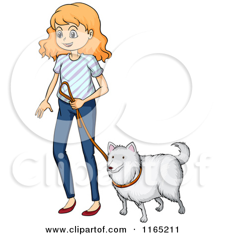 450x470 Girl Walking Dog Clipart