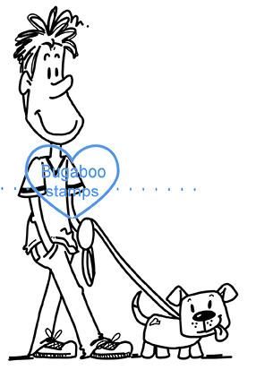 286x432 Guy Walking Dog Digi Stamp Bugaboo Stamps