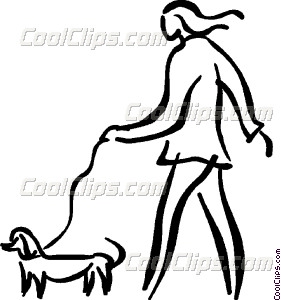 281x300 Person Walking The Dog Vector Clip Art