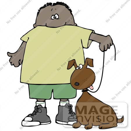 450x450 Clip Art Graphic Of A Proud Boy Walking His Dog On A Leash