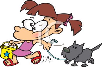 350x232 Clip Art Illustration Of A Mischievous Girl Holding A Yellow Pail