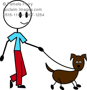 292x300 Art Image Of A Stick Figure Boy Walking His Dog