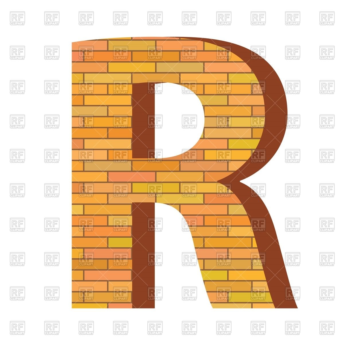 1200x1200 Font With Brick Wall Texture, Letter R Royalty Free Vector Clip