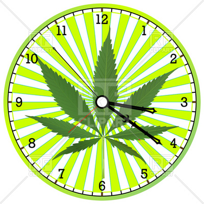 400x400 Wall Clock With Cannabis Leaf Royalty Free Vector Clip Art Image