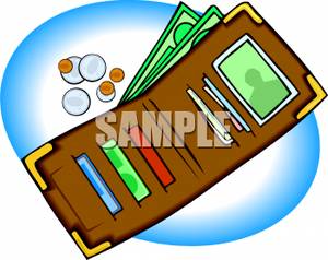 300x238 Art Image Coins And Money With Credit Cards In A Wallet