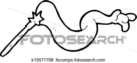 450x206 Clip Art Of Cartoon Wand Casting Magic Spell K15571758