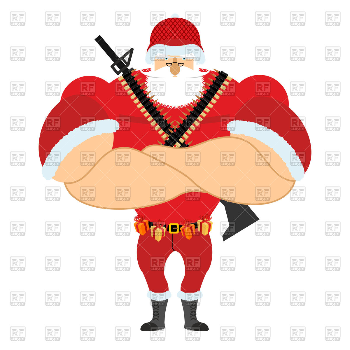 1200x1200 Santa Claus In Soldier Uniform, Christmas War Royalty Free Vector
