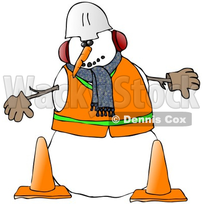 400x400 Free (Rf) Clipart Illustration Of A Construction Worker Snowman