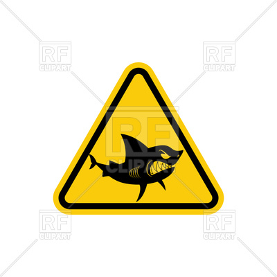 400x400 Yellow Warning Sign Of Attention To Sharks Royalty Free Vector