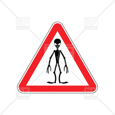 400x400 Ufo Warning Sign With Alien Royalty Free Vector Clip Art Image