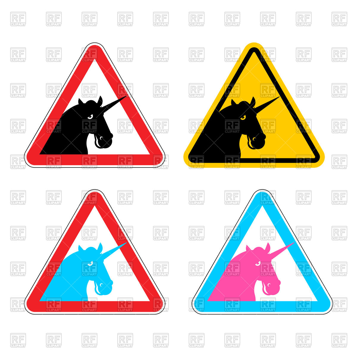 1200x1200 Warning Sign Of Attention Unicorn Royalty Free Vector Clip Art