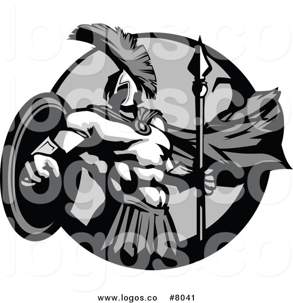 600x620 Royalty Free Clip Art Vector Logo Of A Grayscale Strong Spartan