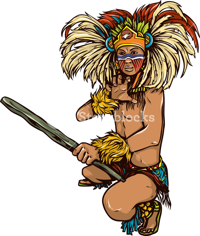 850x1000 Vector Aztec Warrior Royalty Free Stock Image
