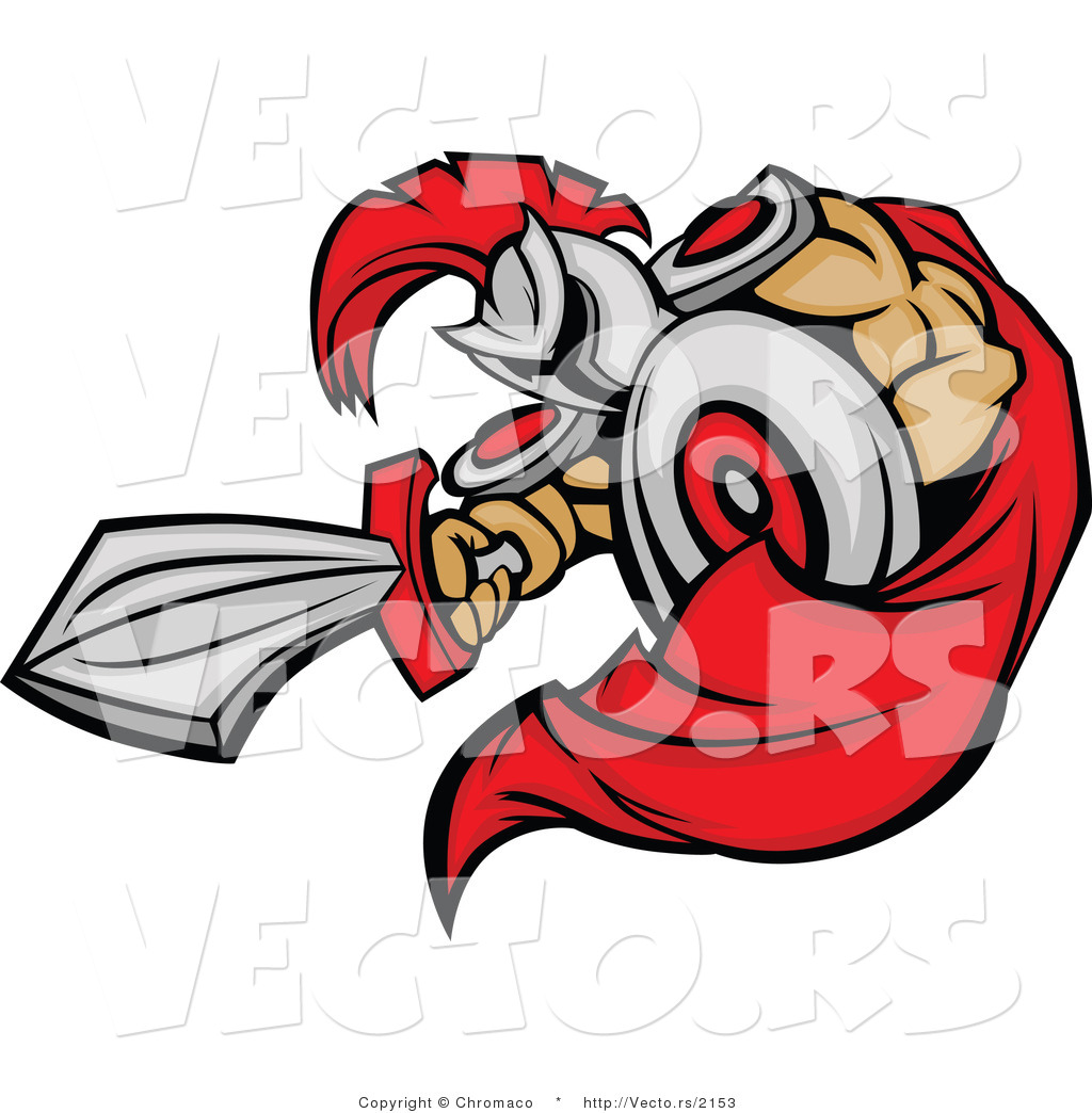 1024x1044 Vector Of A Cartoon Spartan Mascot Jabbing Outwards With Sword