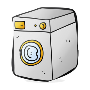 300x300 Freehand Drawn Black And White Cartoon Washing Machine Royalty
