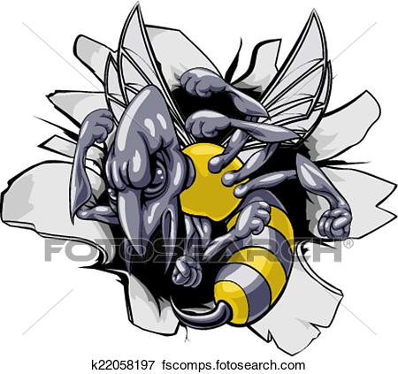 450x423 Clip Art Of Hornet Or Wasp Breaking Through Wall K22058197