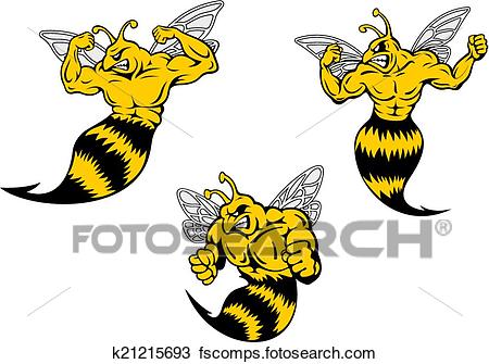 450x335 Clipart Of Angry Cartoon Wasp Or Hornets With A Sting K21215693