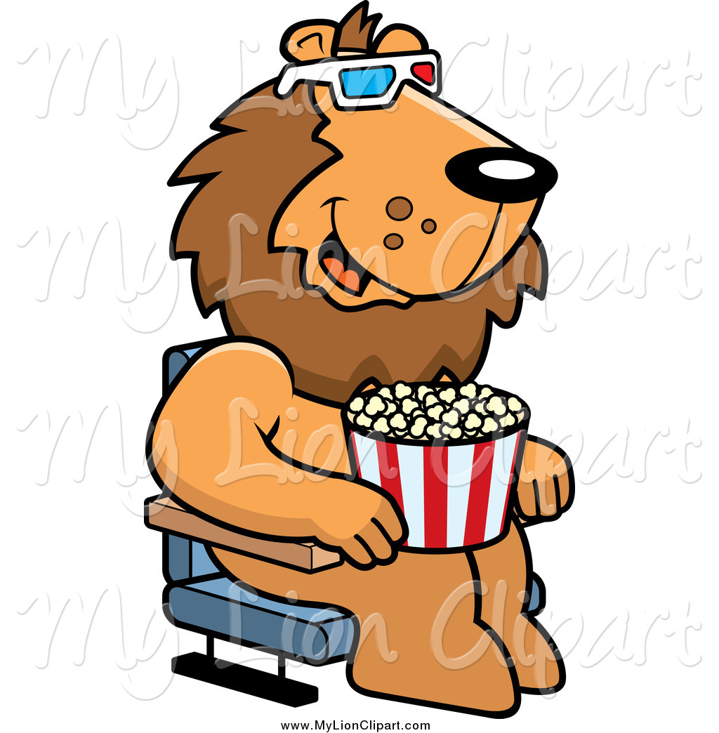 1024x1044 Clipart Of A Lion Eating Popcorn And Watching A 3d Movie By Cory