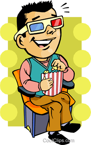 302x480 Man Watching A Movie With 3d Glasses Royalty Free Vector Clip Art