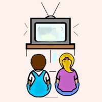 200x200 Friends Watching Tv Clipart