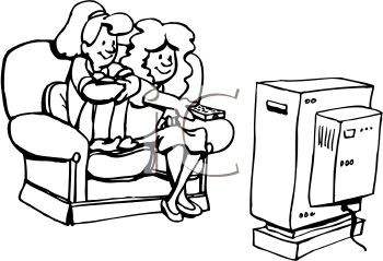 350x239 Watching Movies Clipart Black And White