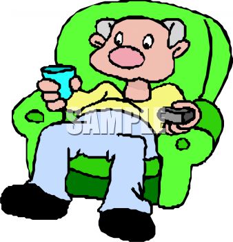 338x350 Man Watching Television In His Easy Chair
