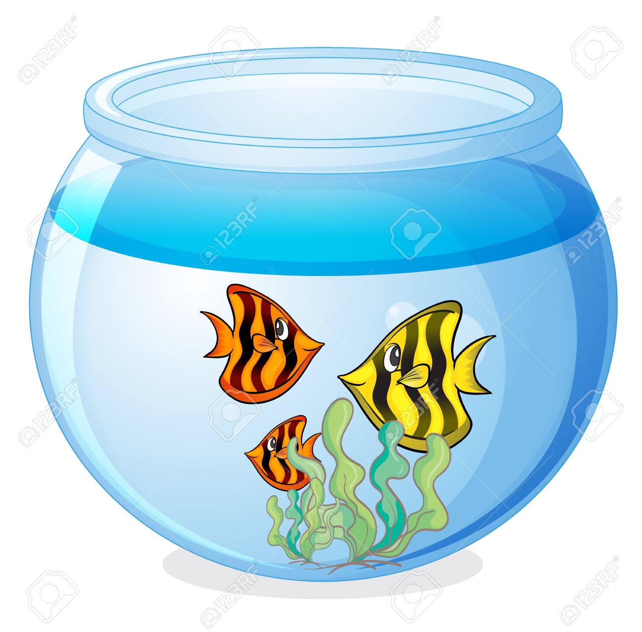 1300x1280 Illustration Of A Water Bowl And A Fish On A White Background