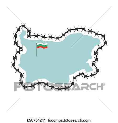450x470 Clipart Of Map Of Bulgaria. Map Of States With Barbed Wire