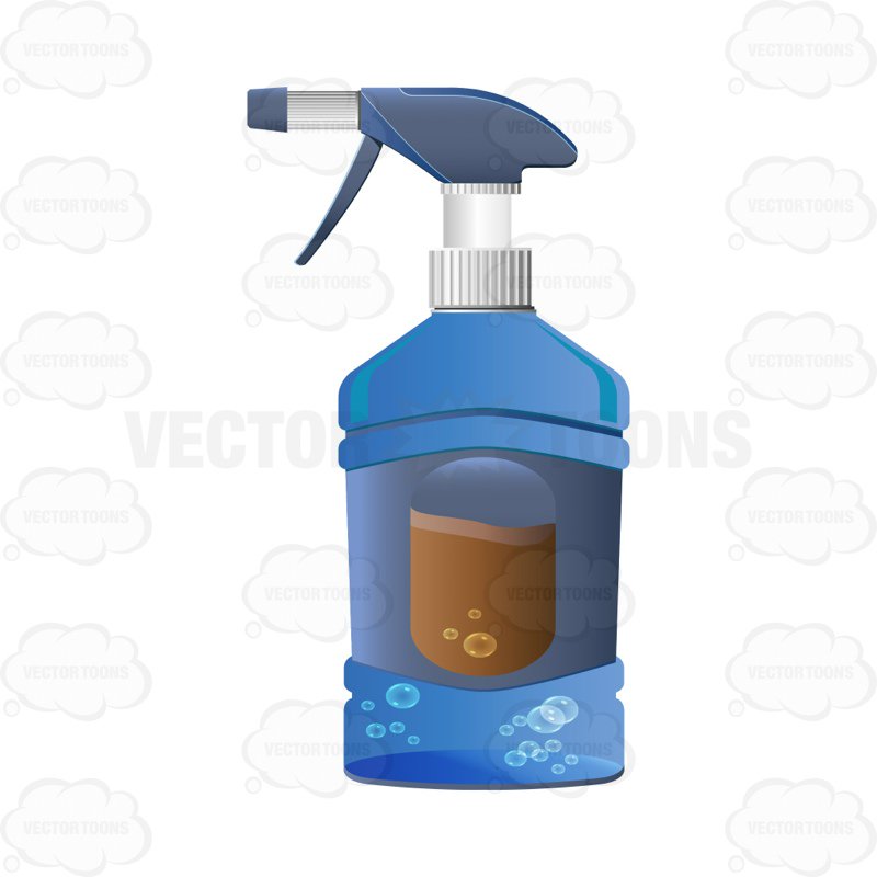800x800 Blue Spray Bottle With Cleaning Solution Inside Cartoon Clipart