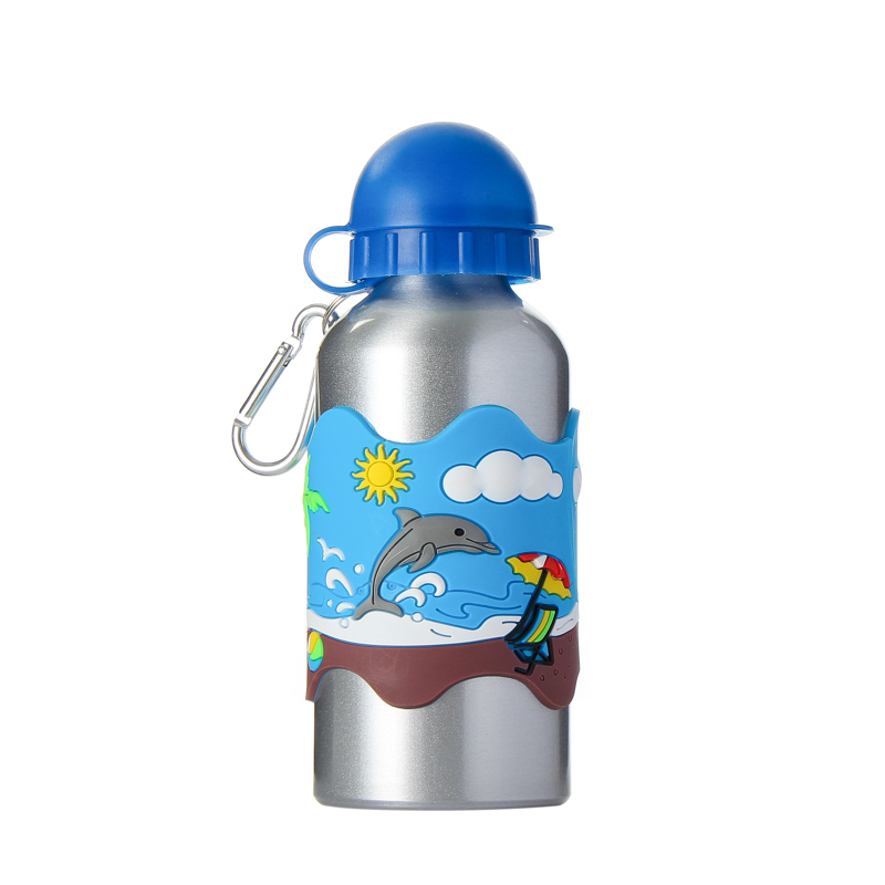 800x800 Children Cartoon Water Bottle 3d Blue Pvc Embossed Dolphin Beach