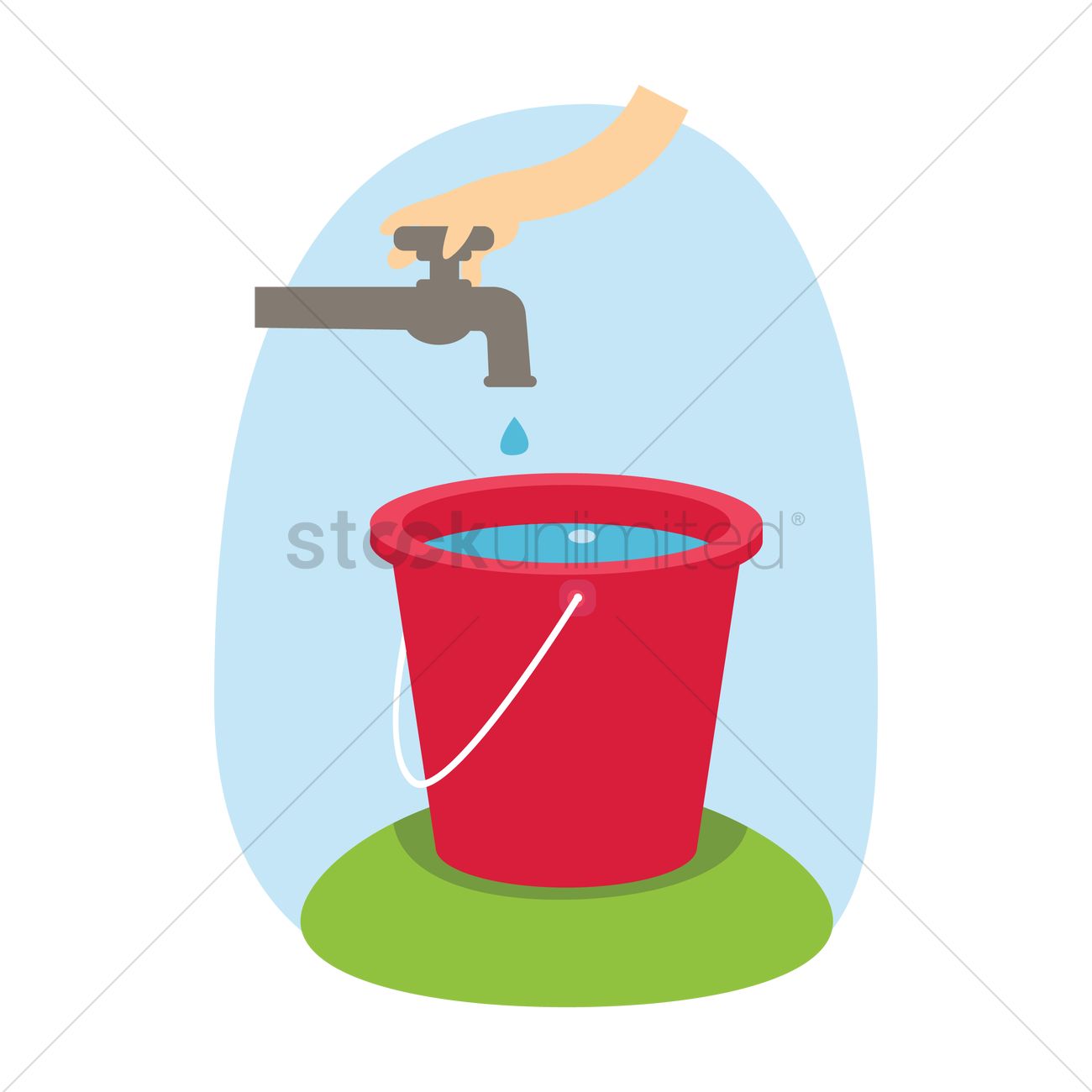 1300x1300 Filling Water In Bucket Vector Image