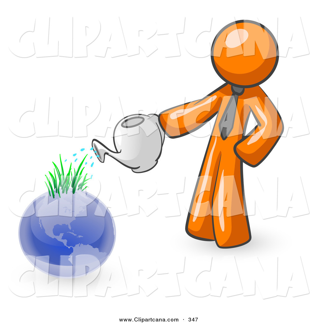 1024x1044 Vector Clip Art Of A Shiny Orange Man Using A Watering Can