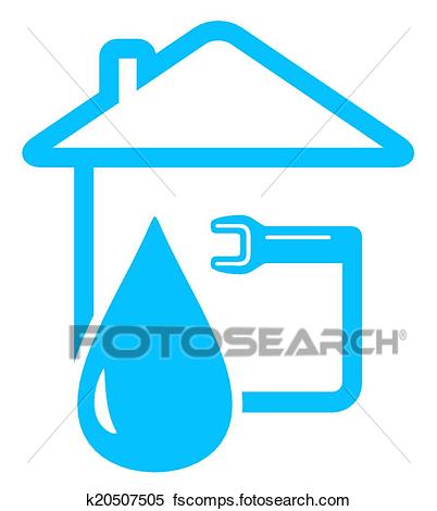 402x470 Clipart Of Plumbing Icon With Drop Of Water And Spanner K20507505