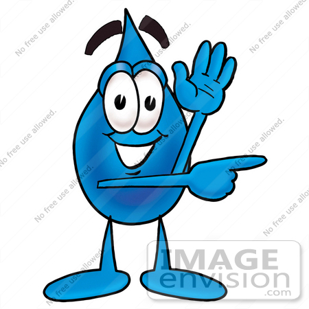 450x450 Clip Art Graphic Of A Blue Waterdrop Or Tear Character Waving
