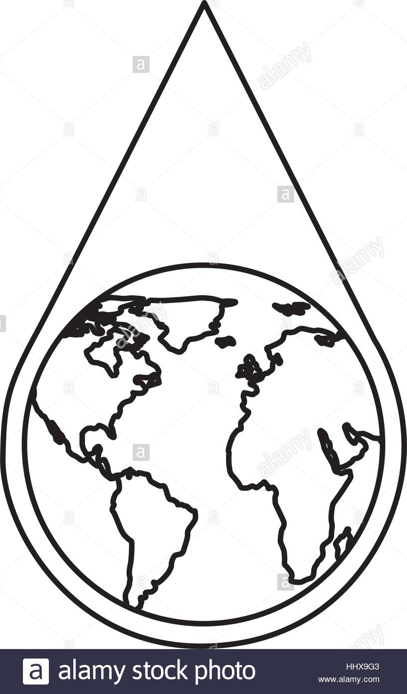 816x1390 Water Drop With Earth Planet Vector Illustration Design Stock