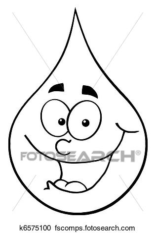 314x470 Clipart Of Outlined Happy Water Drop K6575100