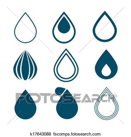 450x470 Clip Art Of Blue Vector Water Drops Symbols Set Isolated On White