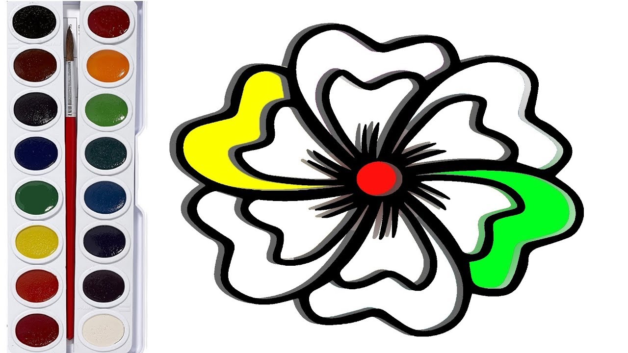 1280x720 Flowers Coloring Pages Water Painting For Kids