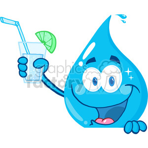 300x300 Royalty Free 12873 Rf Clipart Illustration Happy Water Drop