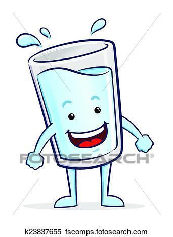 342x470 Clipart Of Glass Of Water Character K23837655