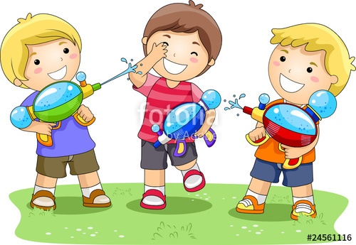 500x345 Children Playing With Water Gun In The Park Stock Image