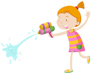 300x241 Girl Playing With Water Gun Illustration Royalty Free Stock Image