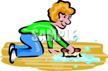 350x231 Royalty Free Clip Art Image Woman Washing A Floor With A Scrub Brush
