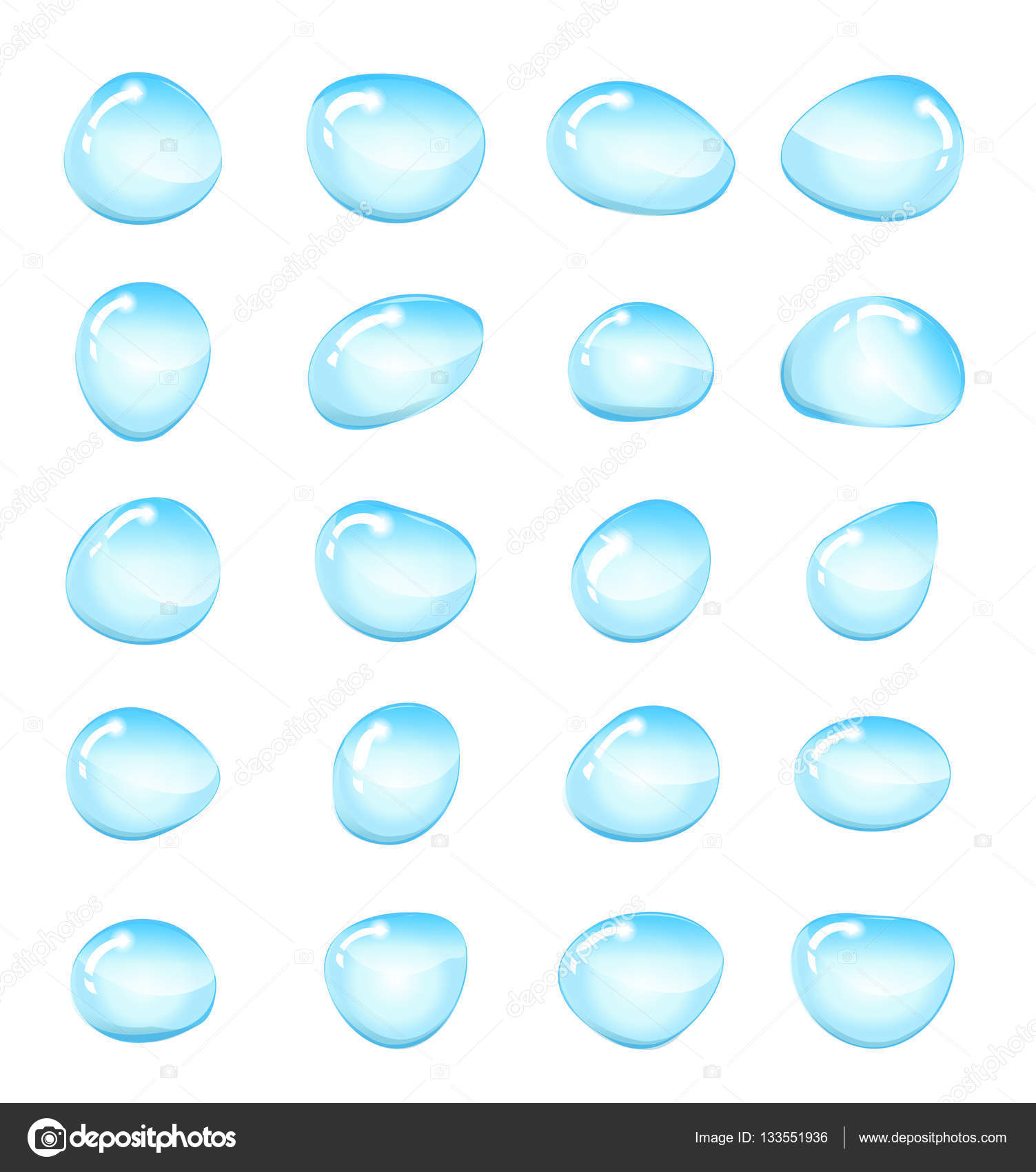 1503x1700 Water Drops, Splashes Set. Raindrops Isolated On White Background