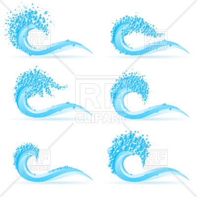 400x400 Symbolic Water Wave With Bubbles Royalty Free Vector Clip Art
