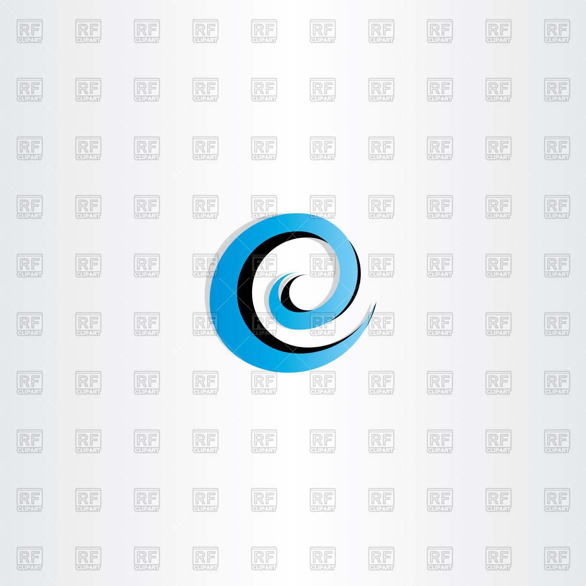 1200x1200 Letter E Water Wave Spiral Icon Royalty Free Vector Clip Art Image